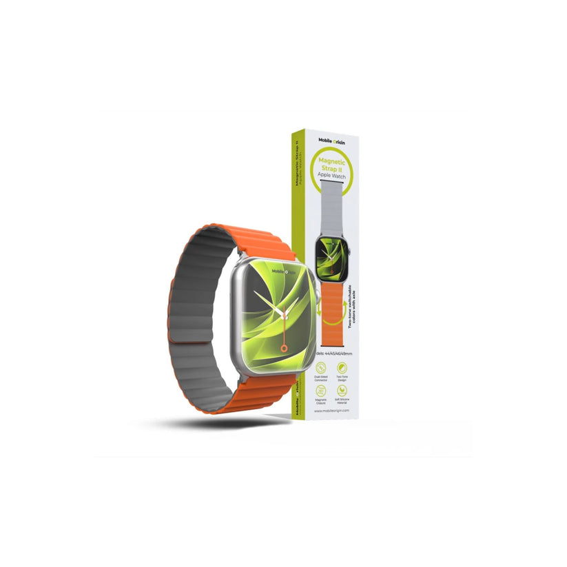 Řemínek pro Apple Watch 42/44/45/49 mm Mobile Magnetic Strap II - oranžový/šedý - iSTYLE CZ