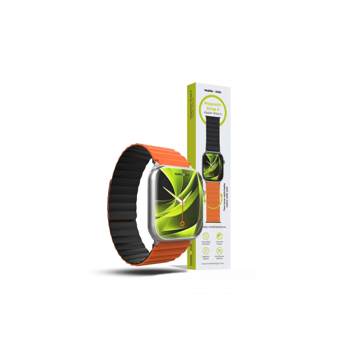 Řemínek pro Apple Watch 42/44/45/49 mm Mobile Magnetic Strap II - oranžový/černý - iSTYLE CZ