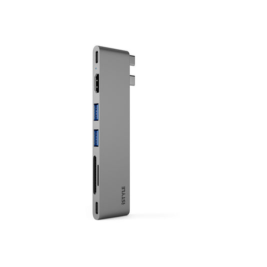 Hliníkový 8K HUB 7v1 s konektorem USB-C iSTYLE - vesmírně šedý - iSTYLE CZ