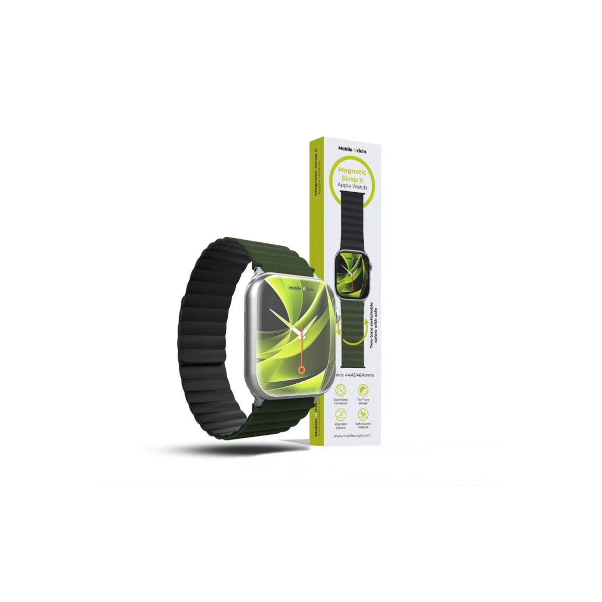 Řemínek pro Apple Watch 42/44/45/49 mm Mobile Magnetic Strap II - zelený/černý - iSTYLE CZ