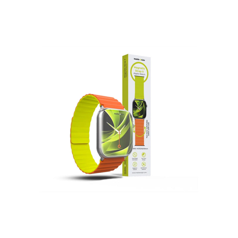 Řemínek pro Apple Watch 42/44/45/49 mm Mobile Magnetic Strap II - oranžový/zelený - iSTYLE CZ