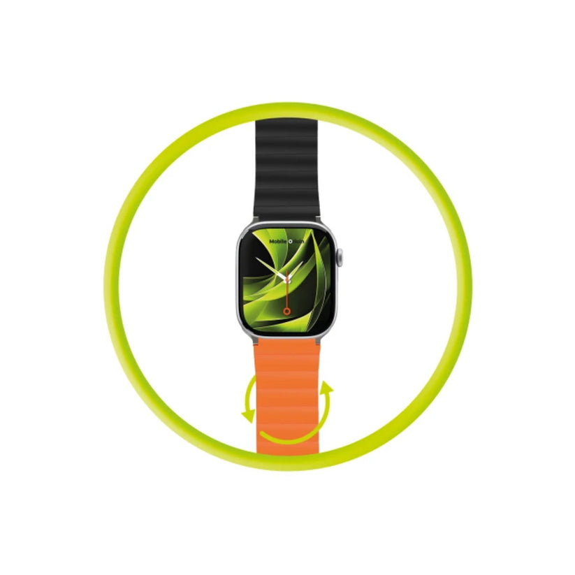 Řemínek pro Apple Watch 42/44/45/49 mm Mobile Magnetic Strap II - oranžový/černý - iSTYLE CZ