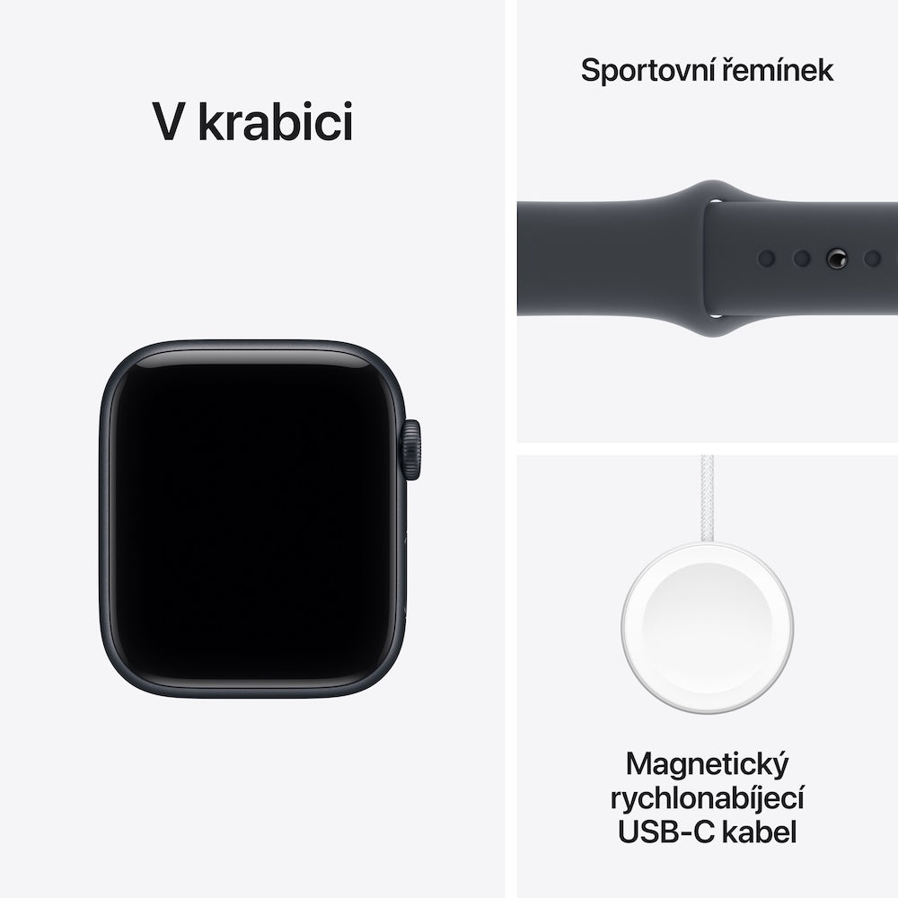 Apple Watch SE 3 GPS 40mm temně inkoustové hliníkové pouzdro s temně inkoustovým sportovním řemínkem - S/M - iSTYLE CZ