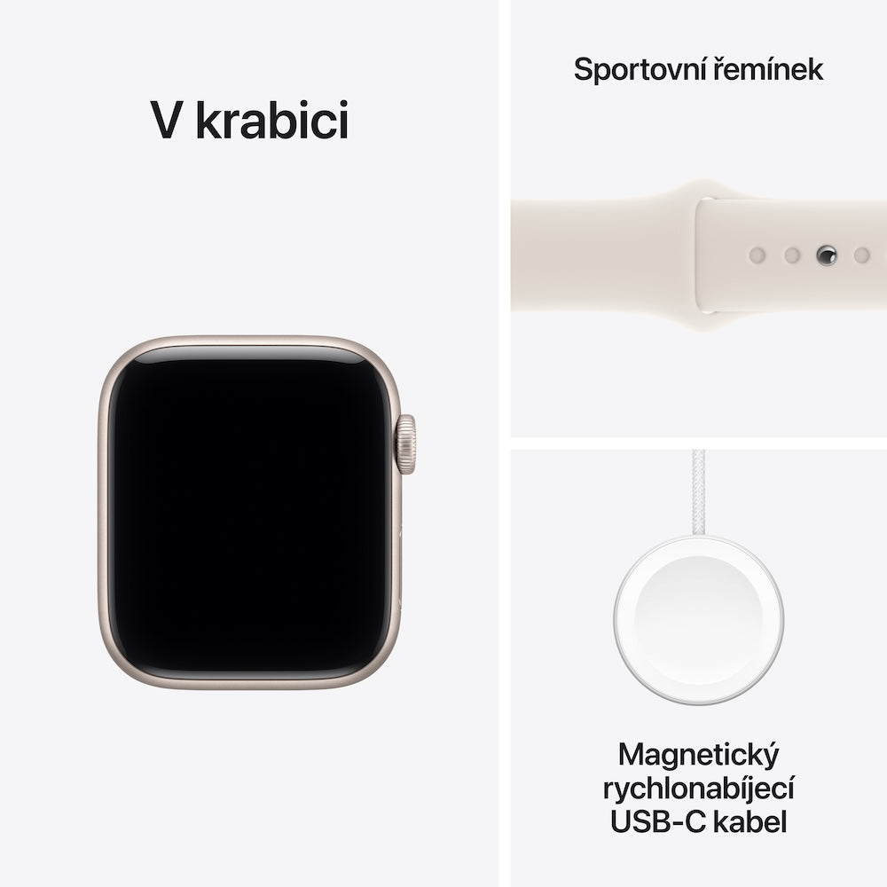 Apple Watch SE 3 GPS 40mm hvězdně bílé hliníkové pouzdro s hvězdně bílým sportovním řemínkem - S/M - iSTYLE CZ