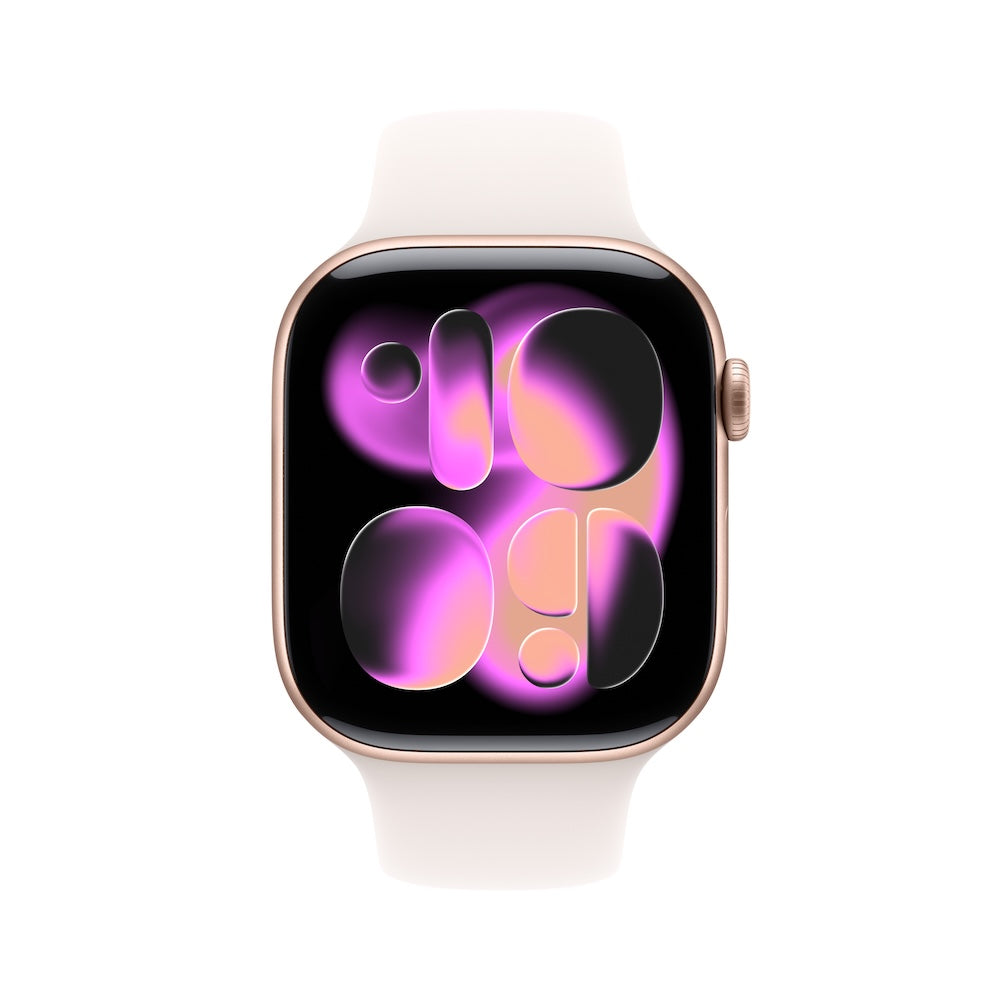 Apple Watch Series 11 GPS 42mm růžově zlaté hliníkové pouzdro se světle ruměným sportovním řemínkem - S/M - iSTYLE CZ