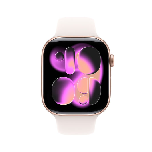 Apple Watch Series 11 GPS 42mm růžově zlaté hliníkové pouzdro se světle ruměným sportovním řemínkem - S/M - iSTYLE CZ