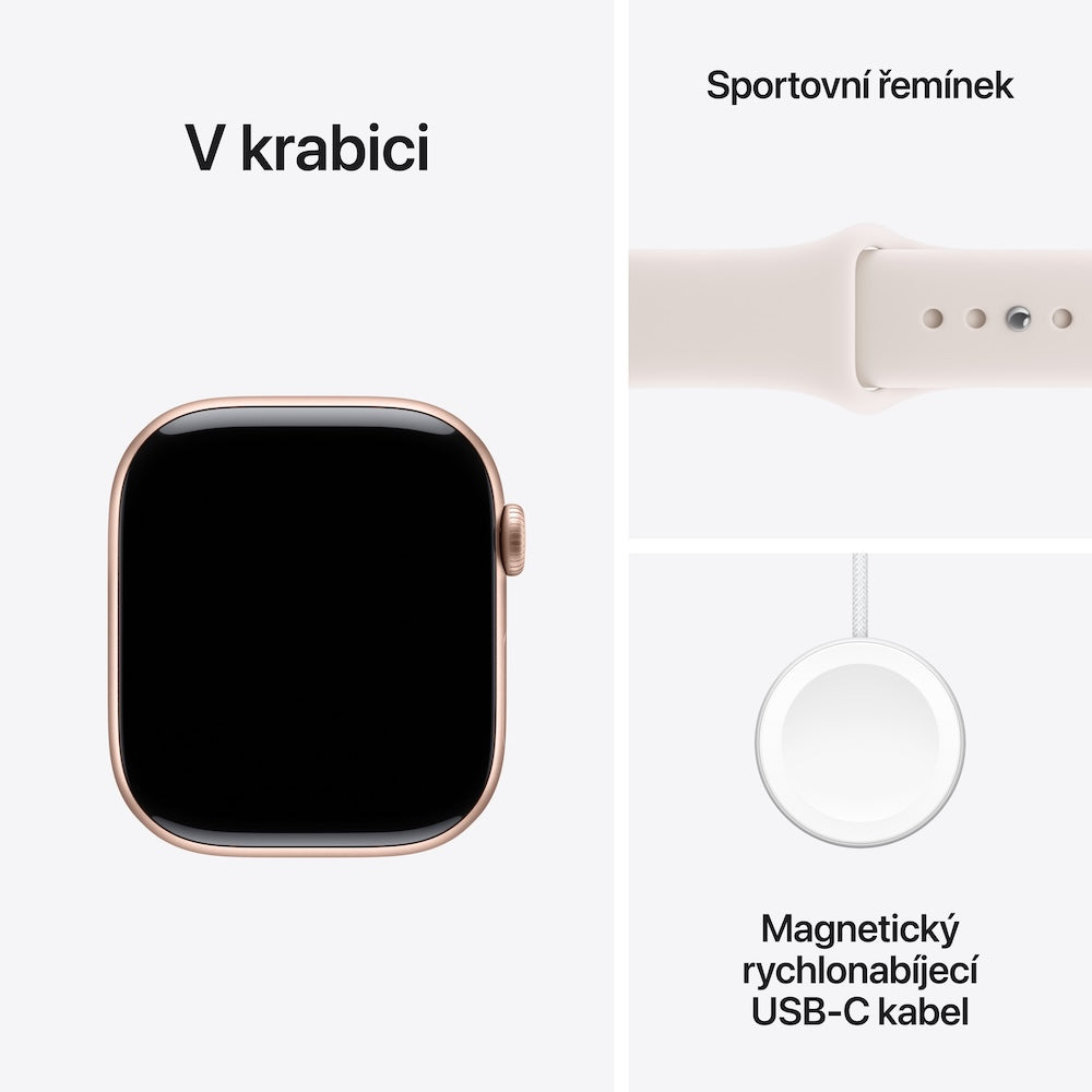 Apple Watch Series 11 GPS 42mm růžově zlaté hliníkové pouzdro se světle ruměným sportovním řemínkem - S/M - iSTYLE CZ