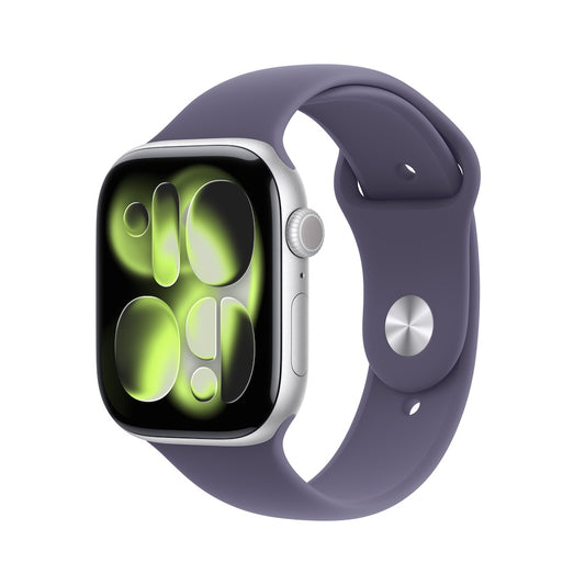 Apple Watch Series 11 GPS 42mm stříbrné hliníkové pouzdro s mlžně fialovým sportovním řemínkem - S/M - iSTYLE CZ