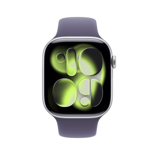 Apple Watch Series 11 GPS 42mm stříbrné hliníkové pouzdro s mlžně fialovým sportovním řemínkem - S/M - iSTYLE CZ