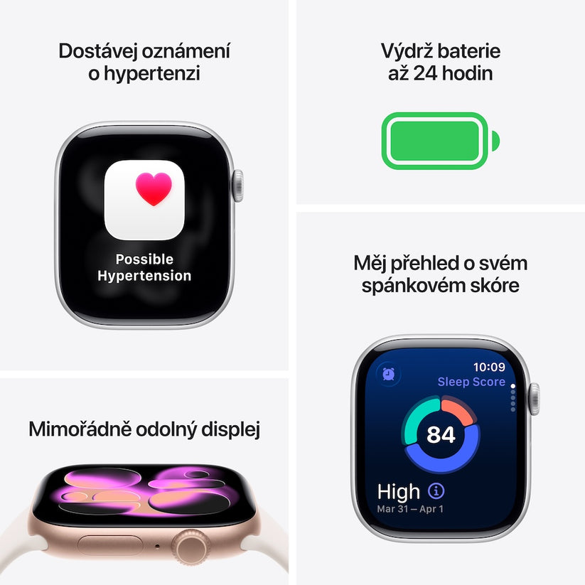 Apple Watch Series 11 GPS 42mm stříbrné hliníkové pouzdro s mlžně fialovým sportovním řemínkem - S/M - iSTYLE CZ