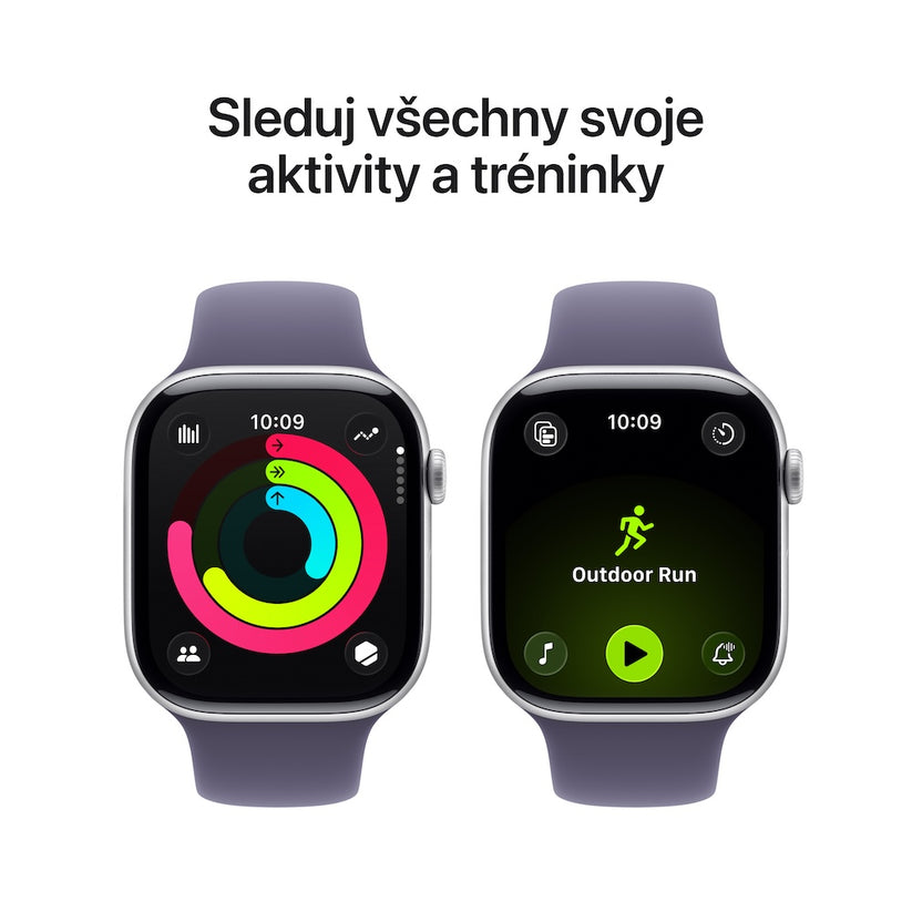Apple Watch Series 11 GPS 42mm stříbrné hliníkové pouzdro s mlžně fialovým sportovním řemínkem - S/M - iSTYLE CZ
