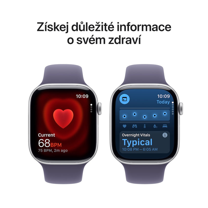 Apple Watch Series 11 GPS 42mm stříbrné hliníkové pouzdro s mlžně fialovým sportovním řemínkem - S/M - iSTYLE CZ