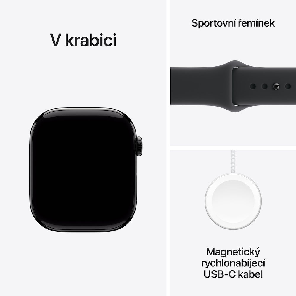 Apple Watch Series 11 GPS 42mm klavírně černé hliníkové pouzdro s černým sportovním řemínkem - S/M - iSTYLE CZ