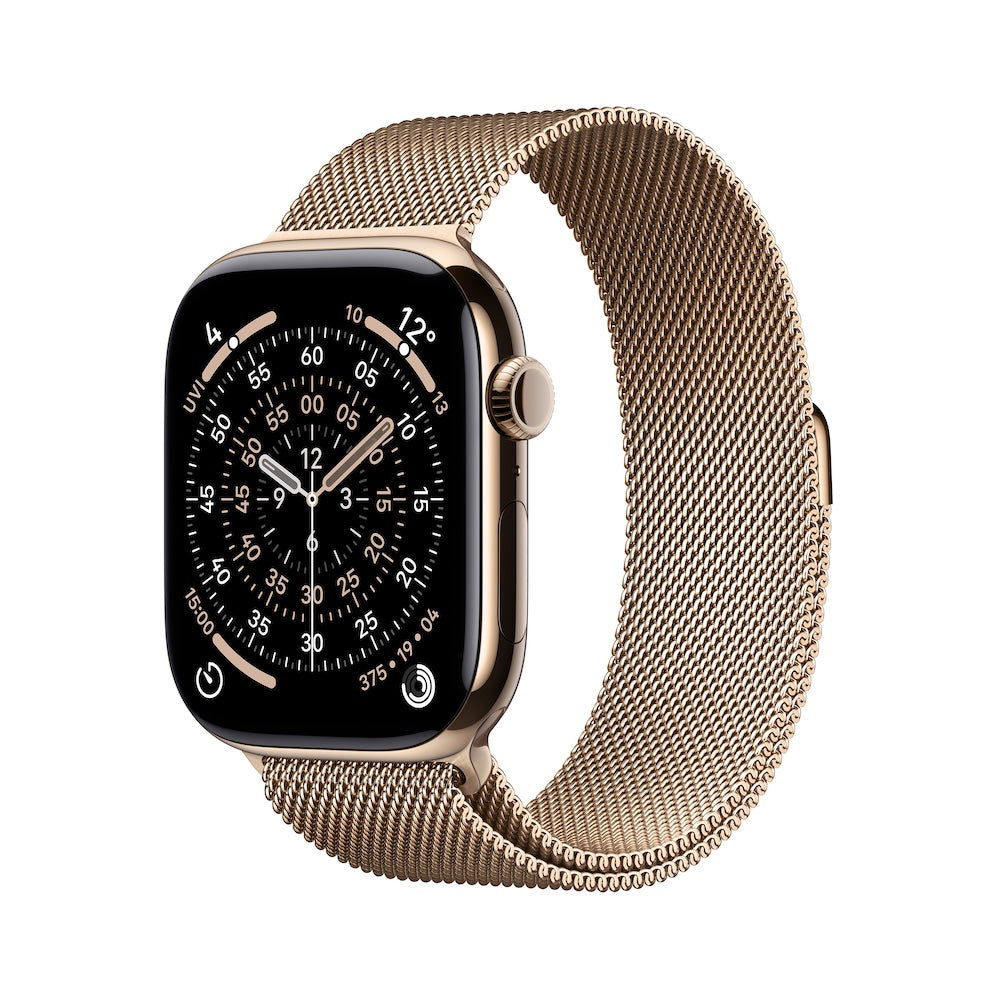 Apple Watch Series 11 GPS + Cellular 42mm zlatě titanové pouzdro se zlatě ocelovým milánským tahem - iSTYLE CZ