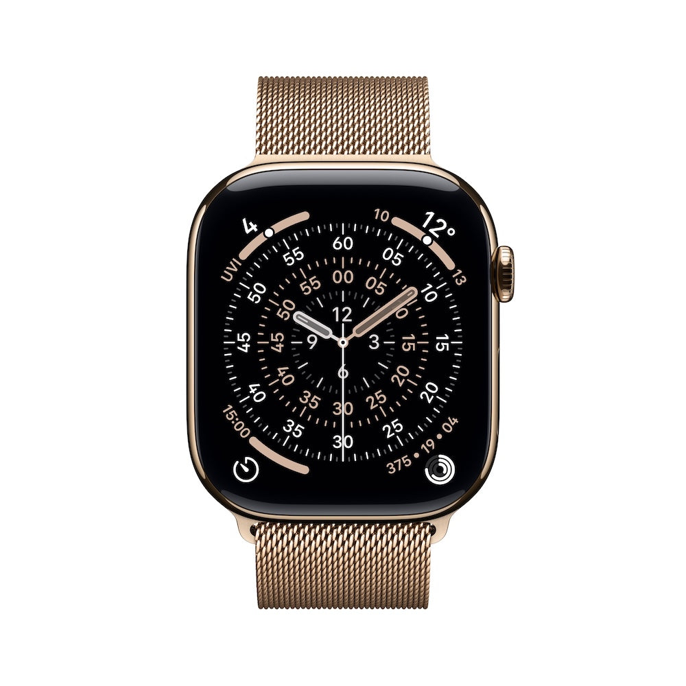 Apple Watch Series 11 GPS + Cellular 42mm zlatě titanové pouzdro se zlatě ocelovým milánským tahem - iSTYLE CZ