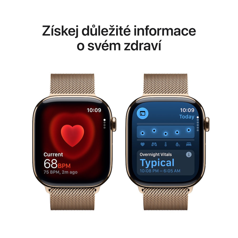 Apple Watch Series 11 GPS + Cellular 42mm zlatě titanové pouzdro se zlatě ocelovým milánským tahem - iSTYLE CZ