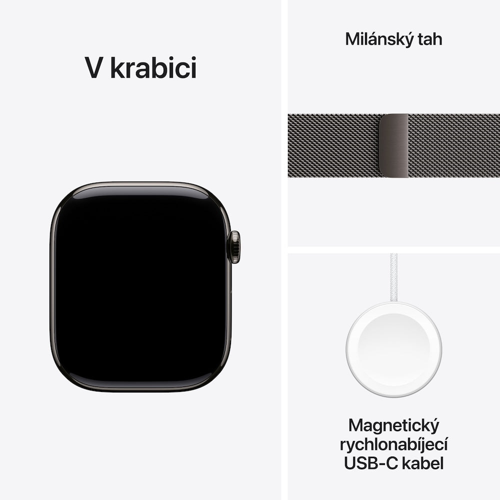 Apple Watch Series 11 GPS + Cellular 46mm břidlicově šedé titanové pouzdro s břidlicově šedým ocelovým milánským tahem - M/L - iSTYLE CZ