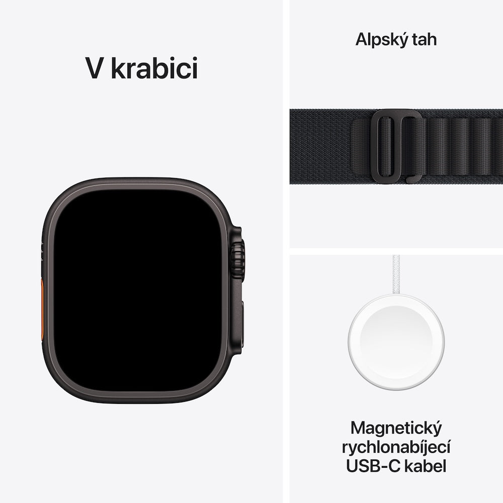 Apple Watch Ultra 3 GPS + Cellular 49mm černě titanové pouzdro s černým alpským tahem - M - iSTYLE CZ
