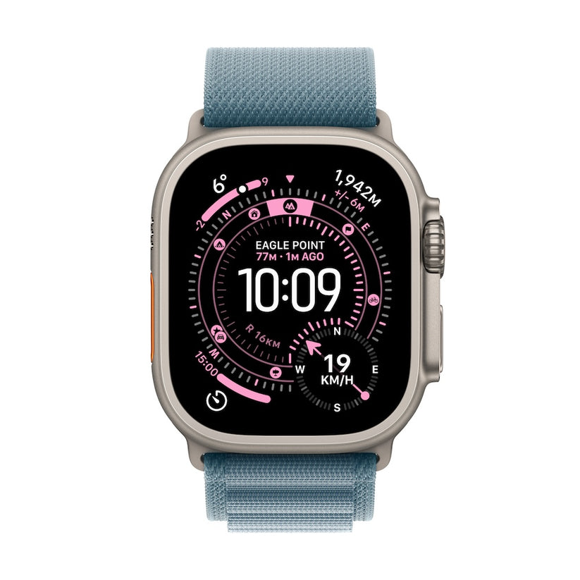 Apple Watch Ultra 3 GPS + Cellular 49mm přírodně titanové pouzdro se světle modrým alpským tahem - M - iSTYLE CZ