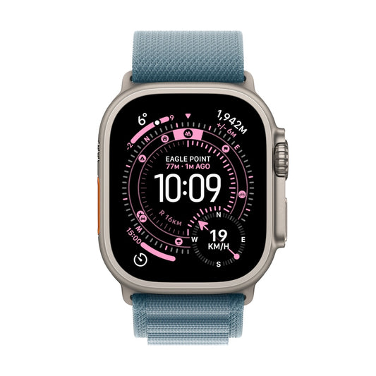 Apple Watch Ultra 3 GPS + Cellular 49mm přírodně titanové pouzdro se světle modrým alpským tahem - M - iSTYLE CZ