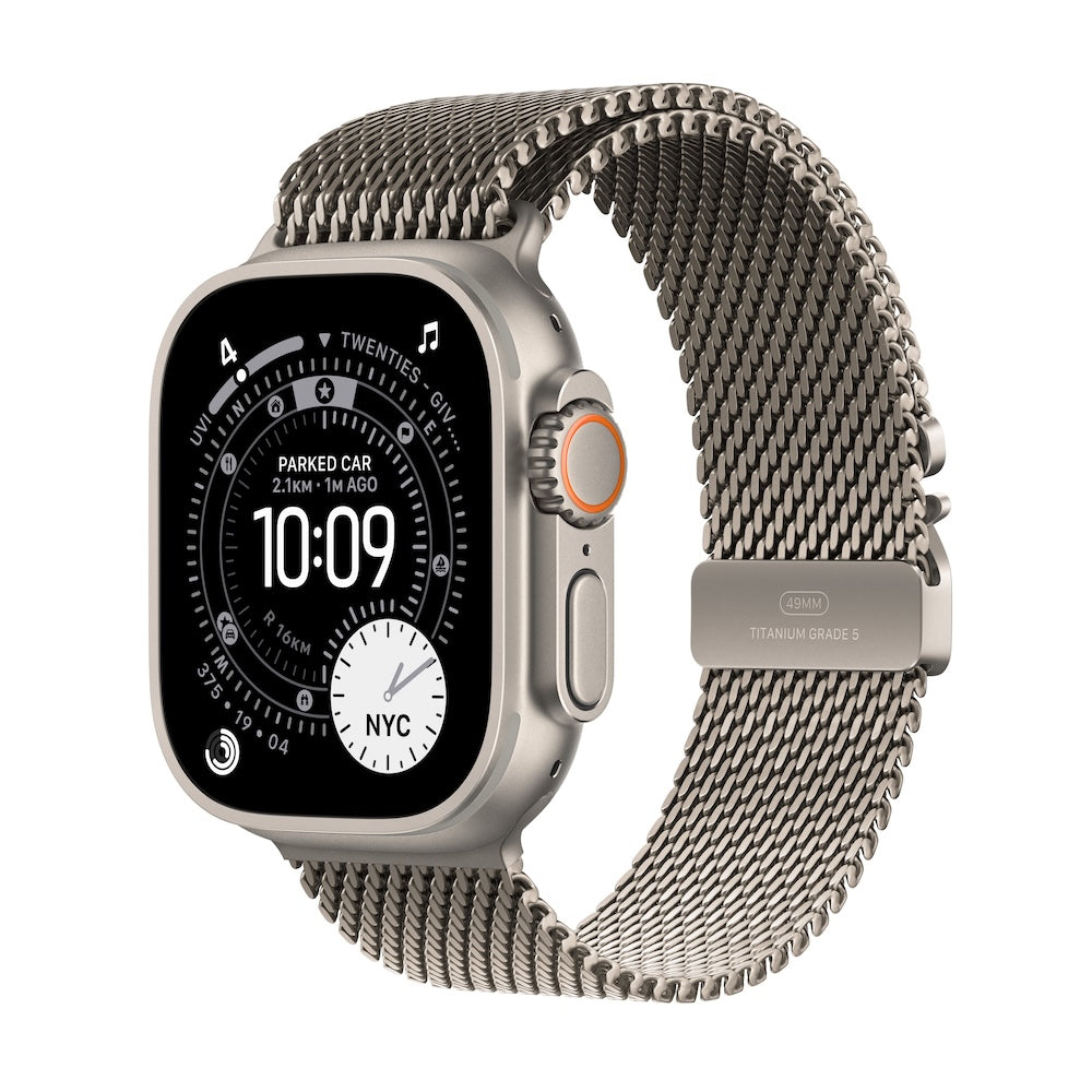 Apple Watch Ultra 3 GPS + Cellular 49mm přírodně titanové pouzdro s přírodně titanovým milánským tahem z titanu - S - iSTYLE CZ