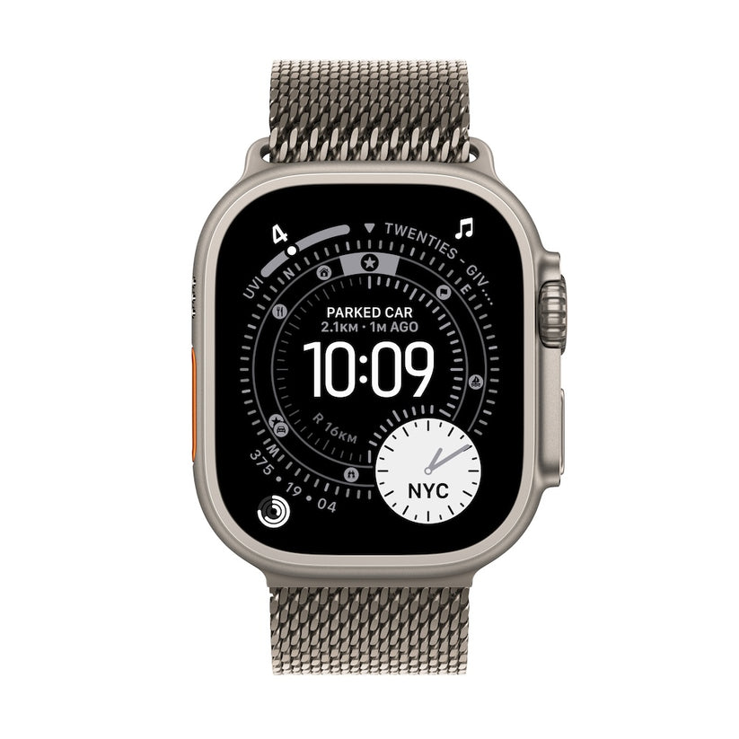Apple Watch Ultra 3 GPS + Cellular 49mm přírodně titanové pouzdro s přírodně titanovým milánským tahem z titanu - S - iSTYLE CZ