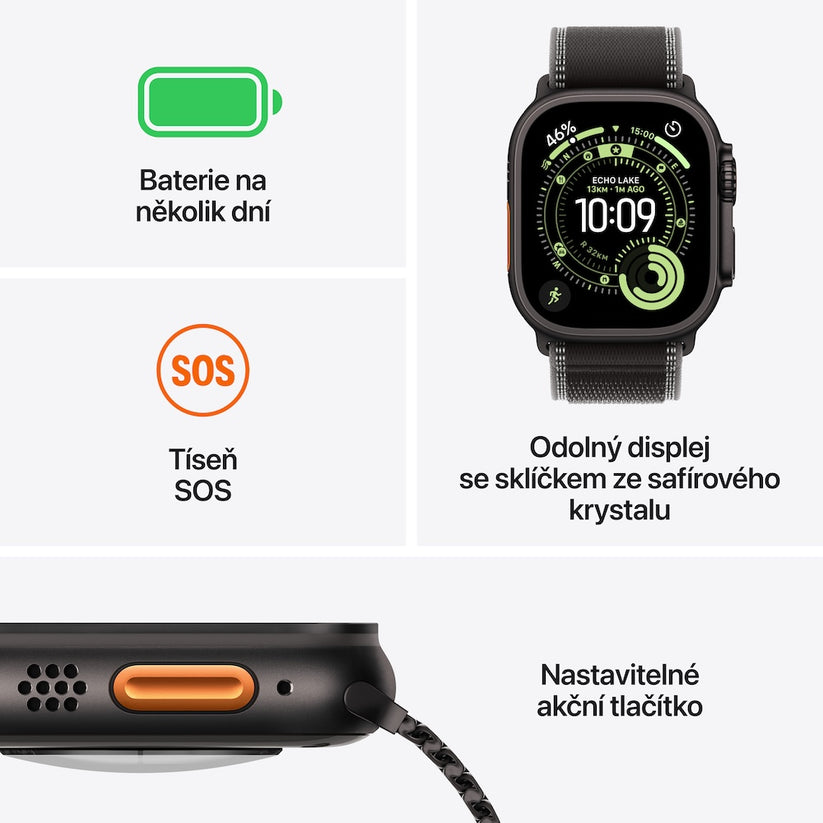 Apple Watch Ultra 3 GPS + Cellular 49mm přírodně titanové pouzdro s přírodně titanovým milánským tahem z titanu - S - iSTYLE CZ