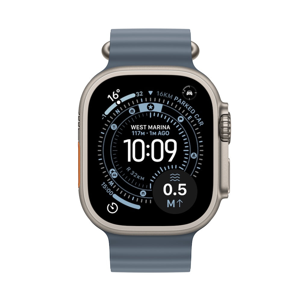 Apple Watch Ultra 3 GPS + Cellular 49mm přírodně titanové pouzdro s ocelově modrým oceánským řemínkem - iSTYLE CZ