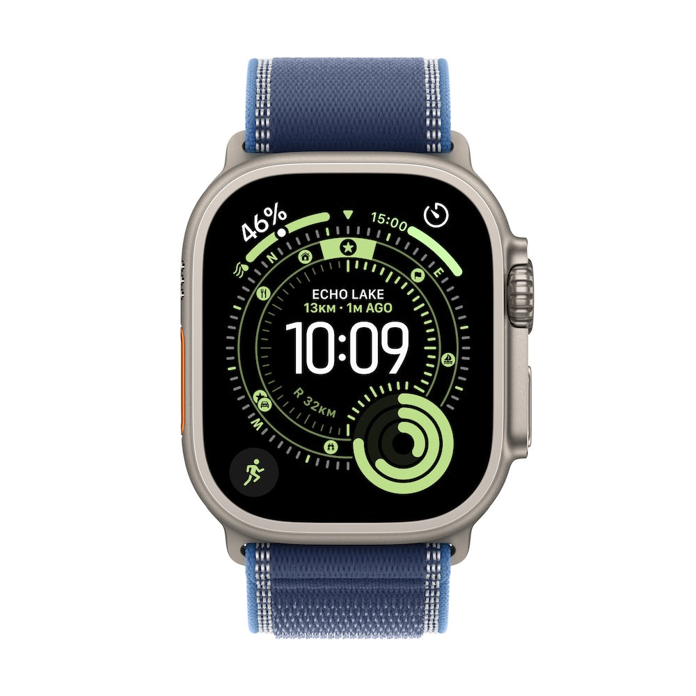 Apple Watch Ultra 3 GPS + Cellular 49mm přírodně titanové pouzdro s modře/jasně modrým trailovým tahem - M/L - iSTYLE CZ