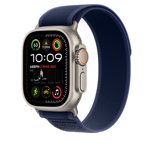 Apple Watch 44/45/46/49mm modrý Trailový tah – M/L – provedení z přírodního titanu - iSTYLE CZ