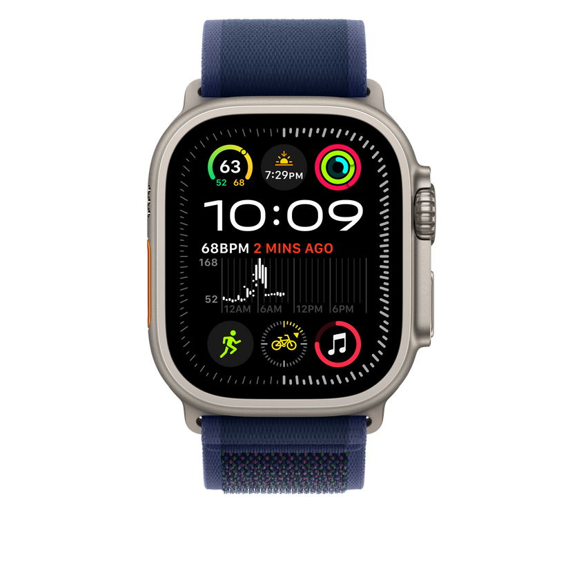 Apple Watch 44/45/46/49mm modrý Trailový tah – M/L – provedení z přírodního titanu - iSTYLE CZ