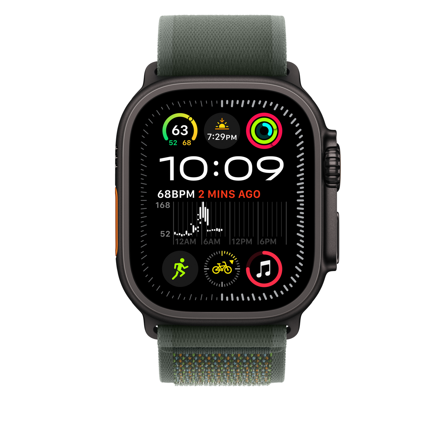 Apple Watch 44/45/46/49mm zelený Trailový tah - M/L – provedení z černého titanu - iSTYLE CZ
