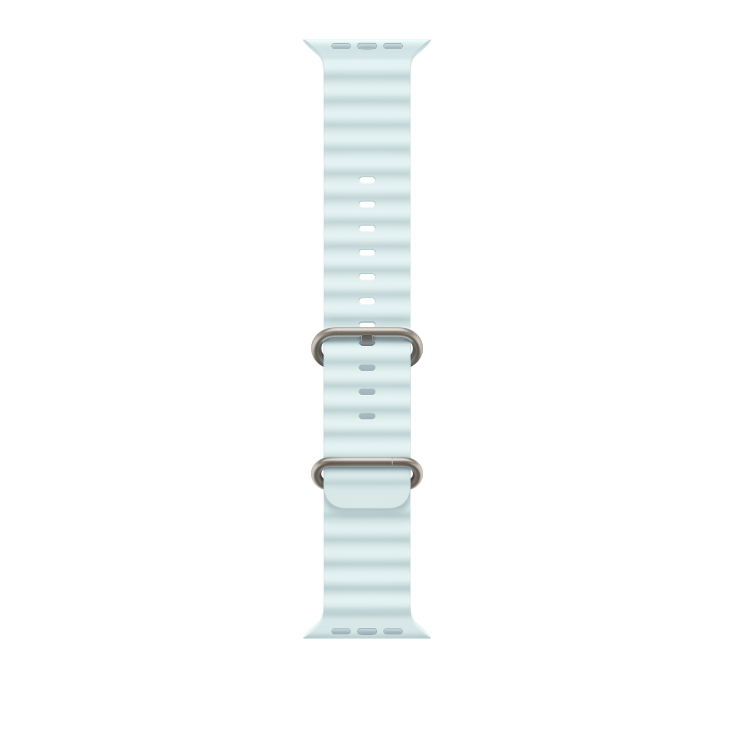 Apple Watch 44/45/46/49mm ledově modrý Oceánský řemínek – provedení z přírodního titanu - iSTYLE CZ