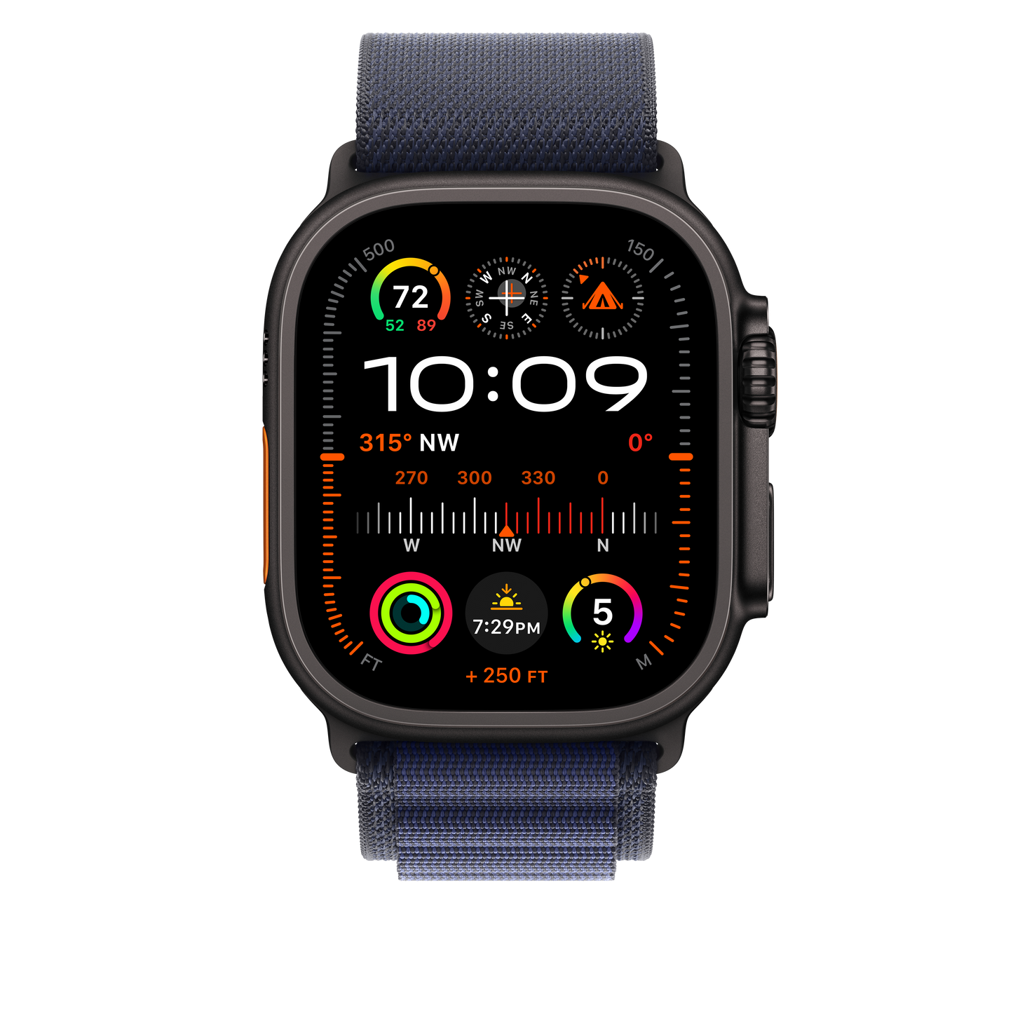 Apple Watch 44/45/46/49mm námořnicky modrý Alpský tah – velký – provedení z černého titanu - iSTYLE CZ