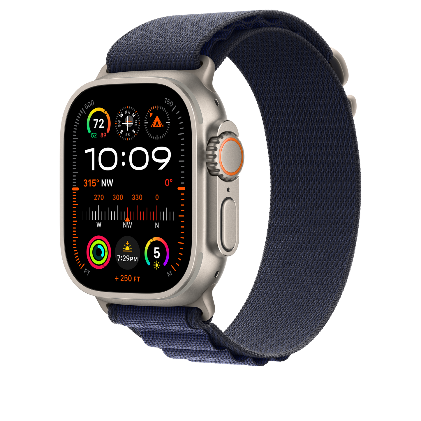 Apple Watch 44/45/46/49mm námořnicky modrý Alpský tah – velký – provedení z přírodního titanu - iSTYLE CZ