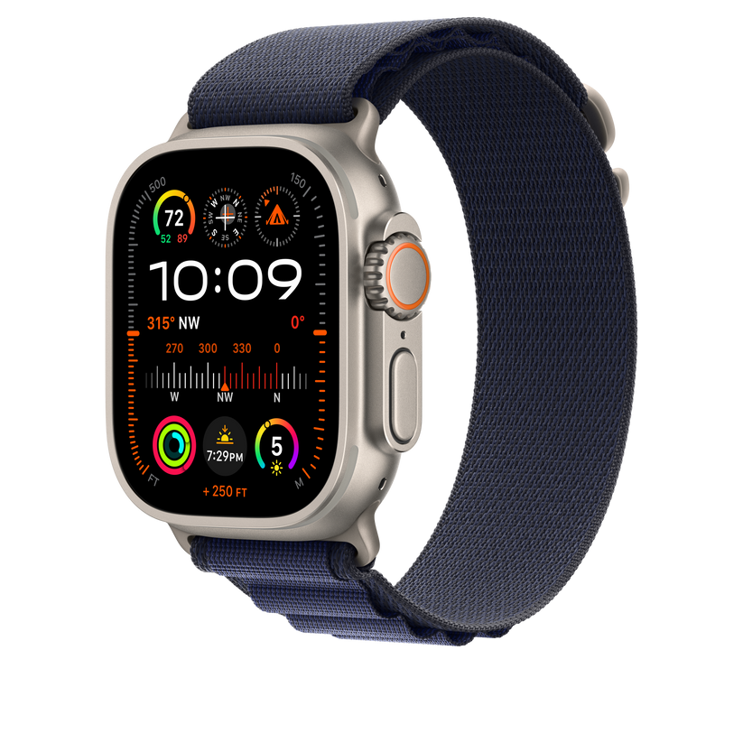 Apple Watch 44/45/46/49mm námořnicky modrý Alpský tah – velký – provedení z přírodního titanu - iSTYLE CZ