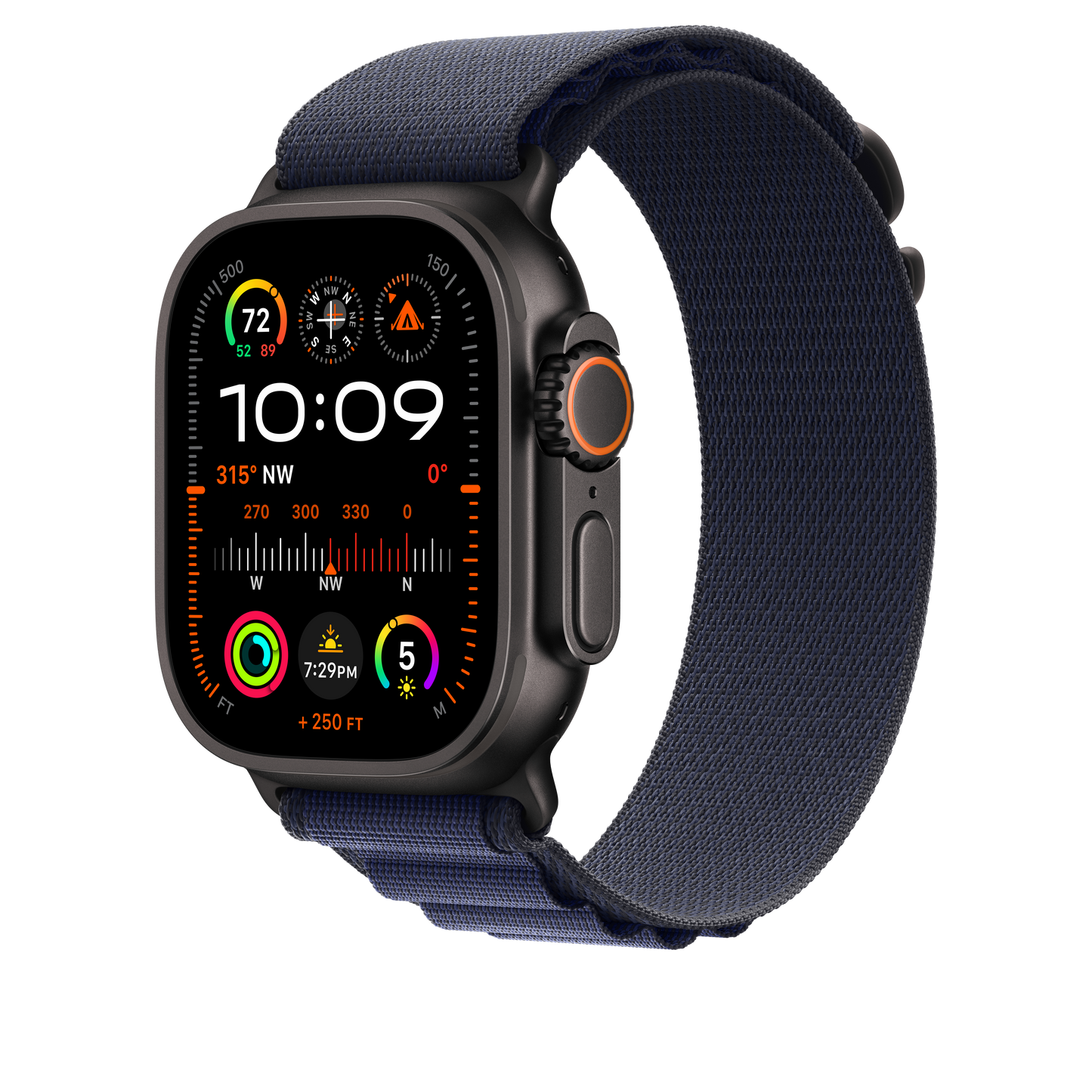 Apple Watch 44/45/46/49mm námořnicky modrý Alpský tah – malý – provedení z černého titanu - iSTYLE CZ