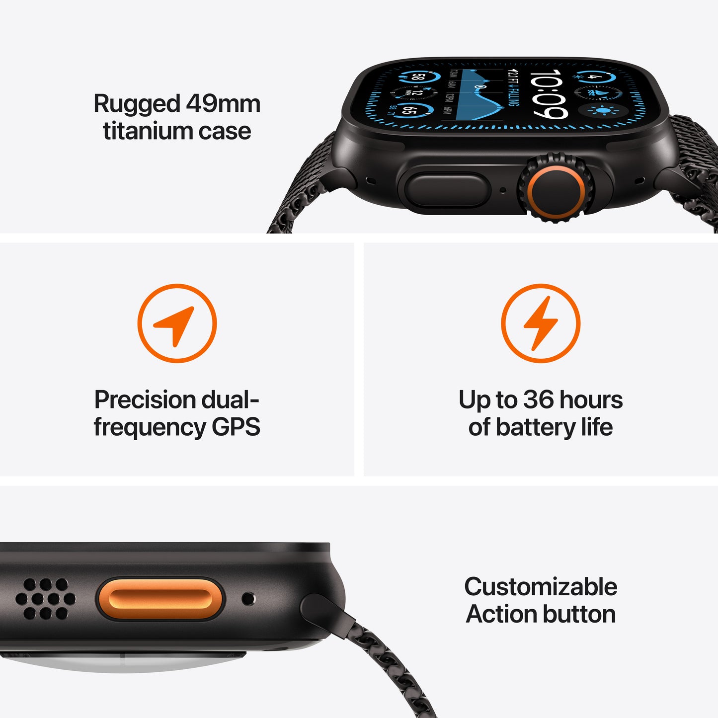 Apple Watch Ultra 2 GPS + Cellular, 49mm přírodně titanové pouzdro s modrým trailovým tahem - M/L - iSTYLE CZ