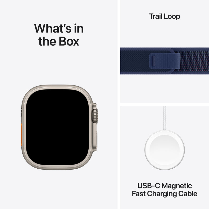 Apple Watch Ultra 2 GPS + Cellular, 49mm přírodně titanové pouzdro s modrým trailovým tahem - M/L - iSTYLE CZ