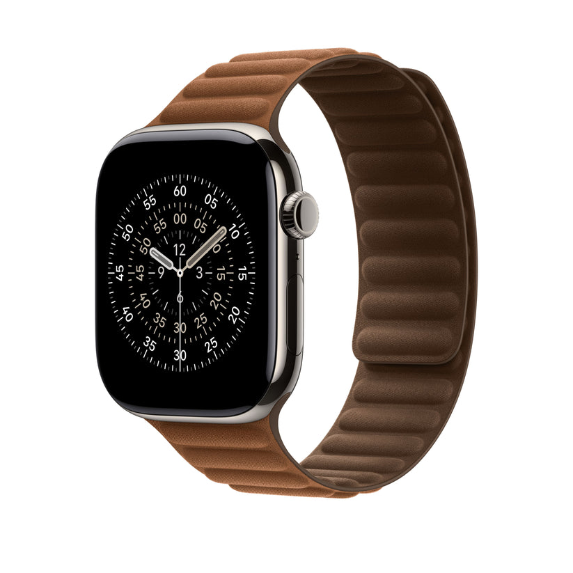 Řemínek pro Apple Watch 44/45/46/49 mm Apple karamelový magnetický tah - S/M - iSTYLE CZ
