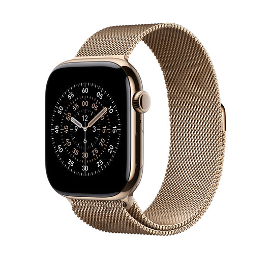 Řemínek pro Apple Watch 44/45/46/49 mm Apple zlatý milánský tah - S/M - iSTYLE CZ