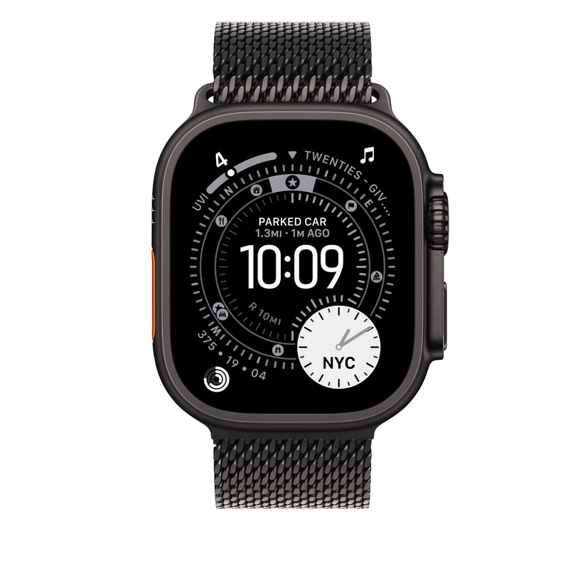 Řemínek pro Apple Watch 44/45/46/49 mm Apple milánský tah z černého titanu - malý - iSTYLE CZ
