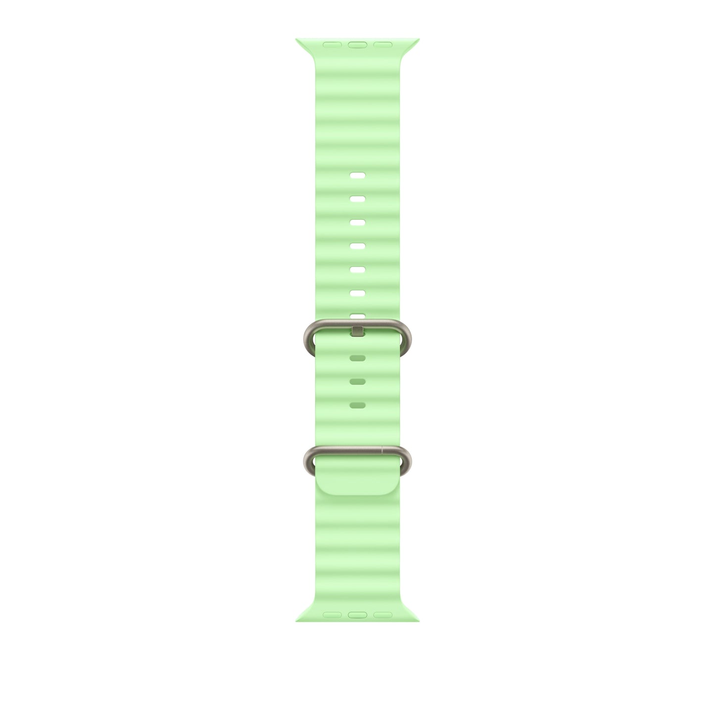 Řemínek pro Apple Watch 44/45/46/49 mm Apple neonově zelený Oceánský - provedení z přírodního titanu - iSTYLE CZ