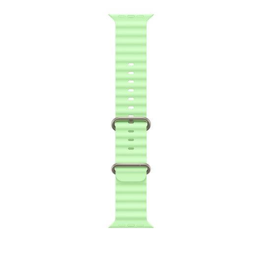 Řemínek pro Apple Watch 44/45/46/49 mm Apple neonově zelený Oceánský - provedení z přírodního titanu - iSTYLE CZ