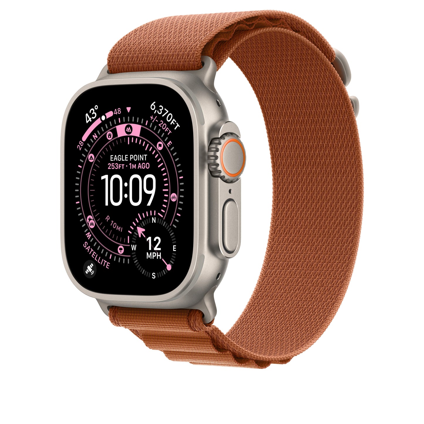 Řemínek pro Apple Watch 44/45/46/49 mm Apple terakotový Alpský tah - střední - provedení z přírodního titanu - iSTYLE CZ