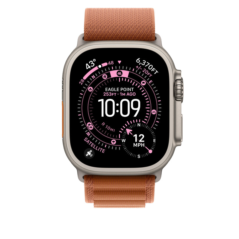 Řemínek pro Apple Watch 44/45/46/49 mm Apple terakotový Alpský tah - střední - provedení z přírodního titanu - iSTYLE CZ