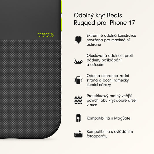 Odolný kryt pro iPhone 17 Beats s MagSafe a ovladačem fotoaparátu - everest černý - iSTYLE CZ