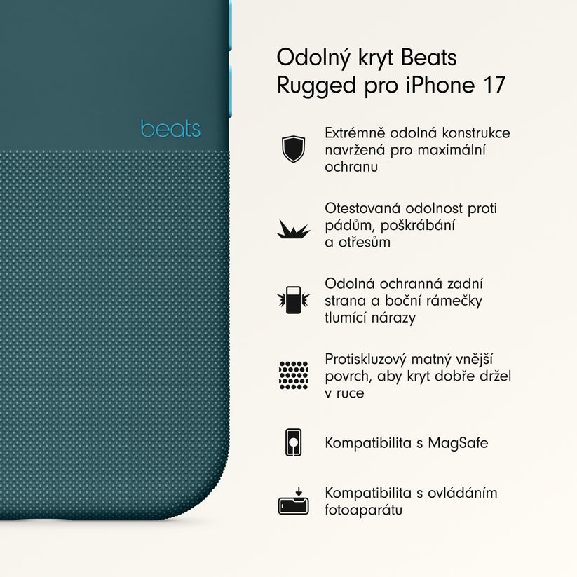 Odolný kryt pro iPhone 17 Beats s MagSafe a ovladačem fotoaparátu - rocky modrý - iSTYLE CZ