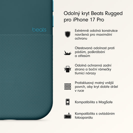 Odolný kryt pro iPhone 17 Pro Beats s MagSafe a ovladačem fotoaparátu - rocky modrý - iSTYLE CZ