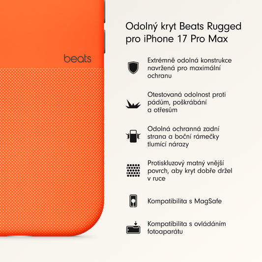Odolný kryt iPhone 17 Pro Max Beats s MagSafe a ovladačem fotoaparátu - sierra oranžový - iSTYLE CZ